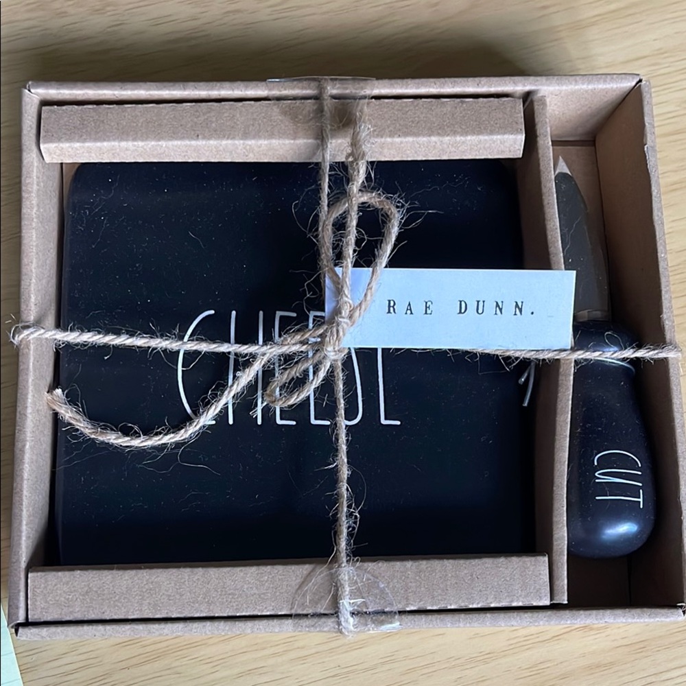 Rae Dunn Black Cheese Board with Knife